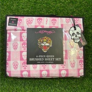 Ed Hardy Pink Double Brushed Sheet Set Queen